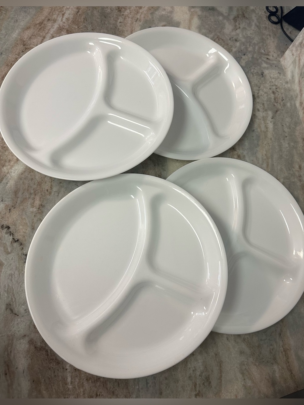Corelle Winter Frost White 10.25" Divided Dinner Plates - Set of 4 - Picture 2 of 4
